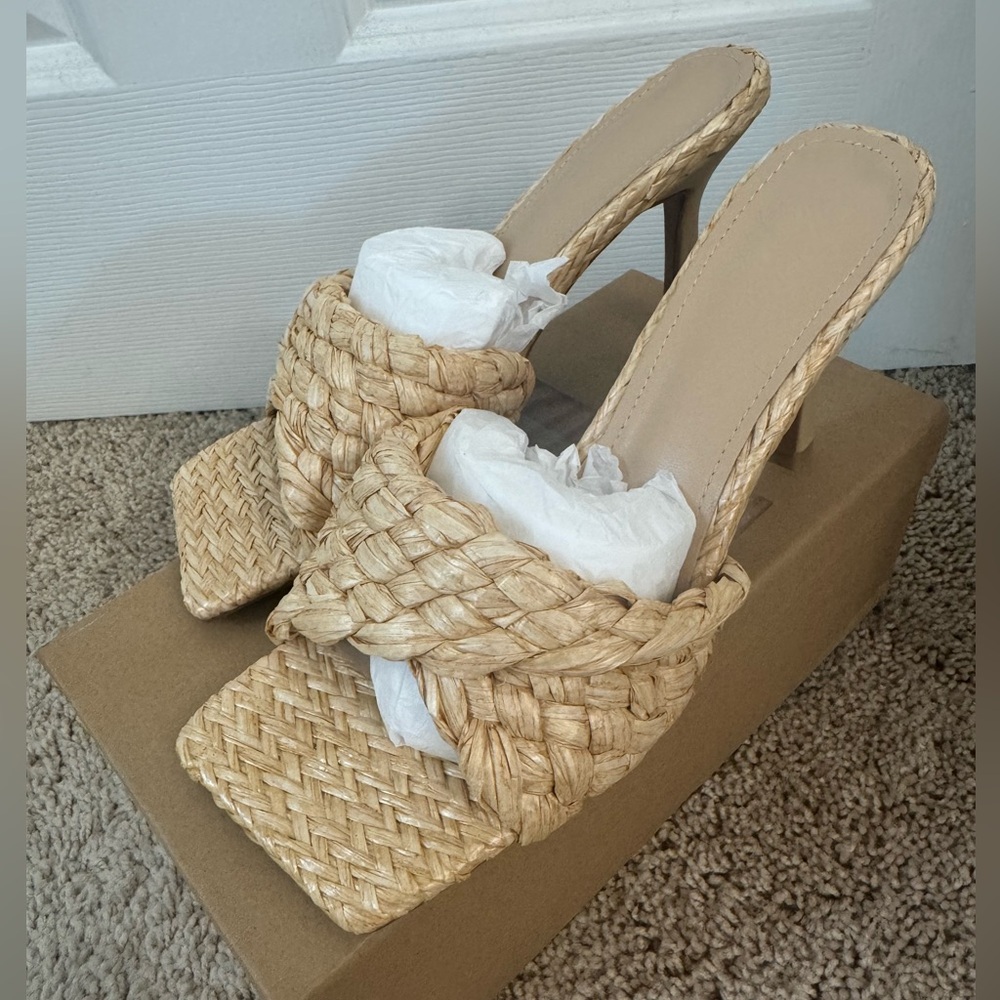 Raffia mule heel sandals size 39 - Picture 4 of 7